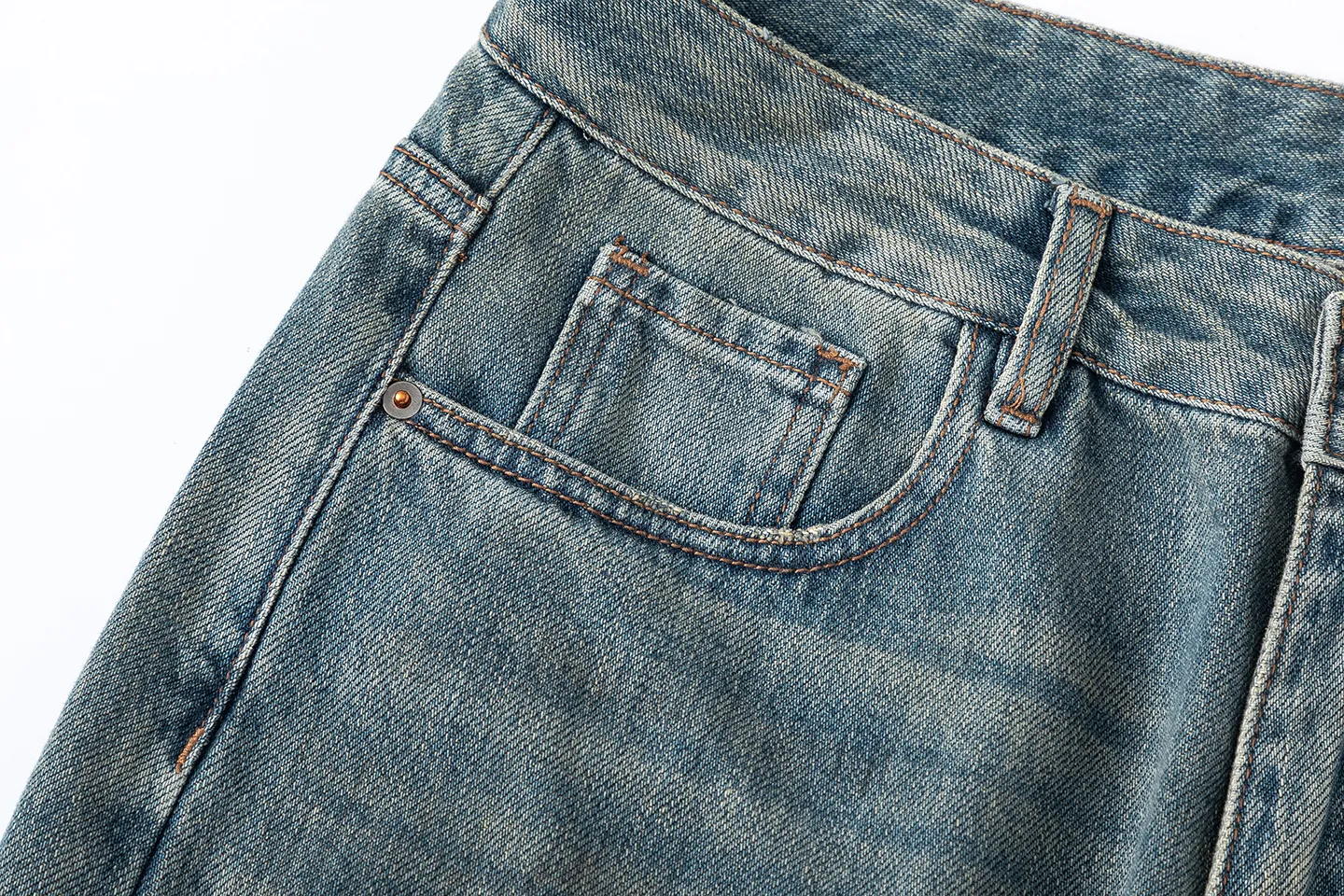 Factory Direct Men's Vintage Relaxed Fit Stone Washed Denim Jeans with Multi Pockets, Casual Autumn Style, Youth Trendy Streetwear