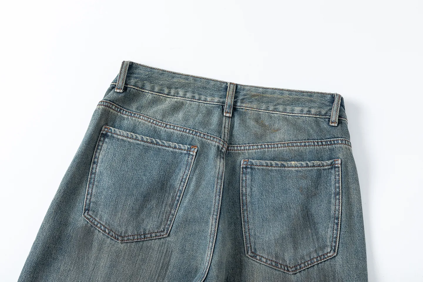 Factory Direct Men's Vintage Relaxed Fit Stone Washed Denim Jeans with Multi Pockets, Casual Autumn Style, Youth Trendy Streetwear