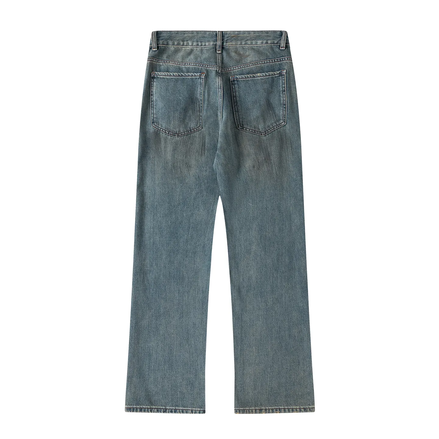 Factory Direct Men's Vintage Relaxed Fit Stone Washed Denim Jeans with Multi Pockets, Casual Autumn Style, Youth Trendy Streetwear