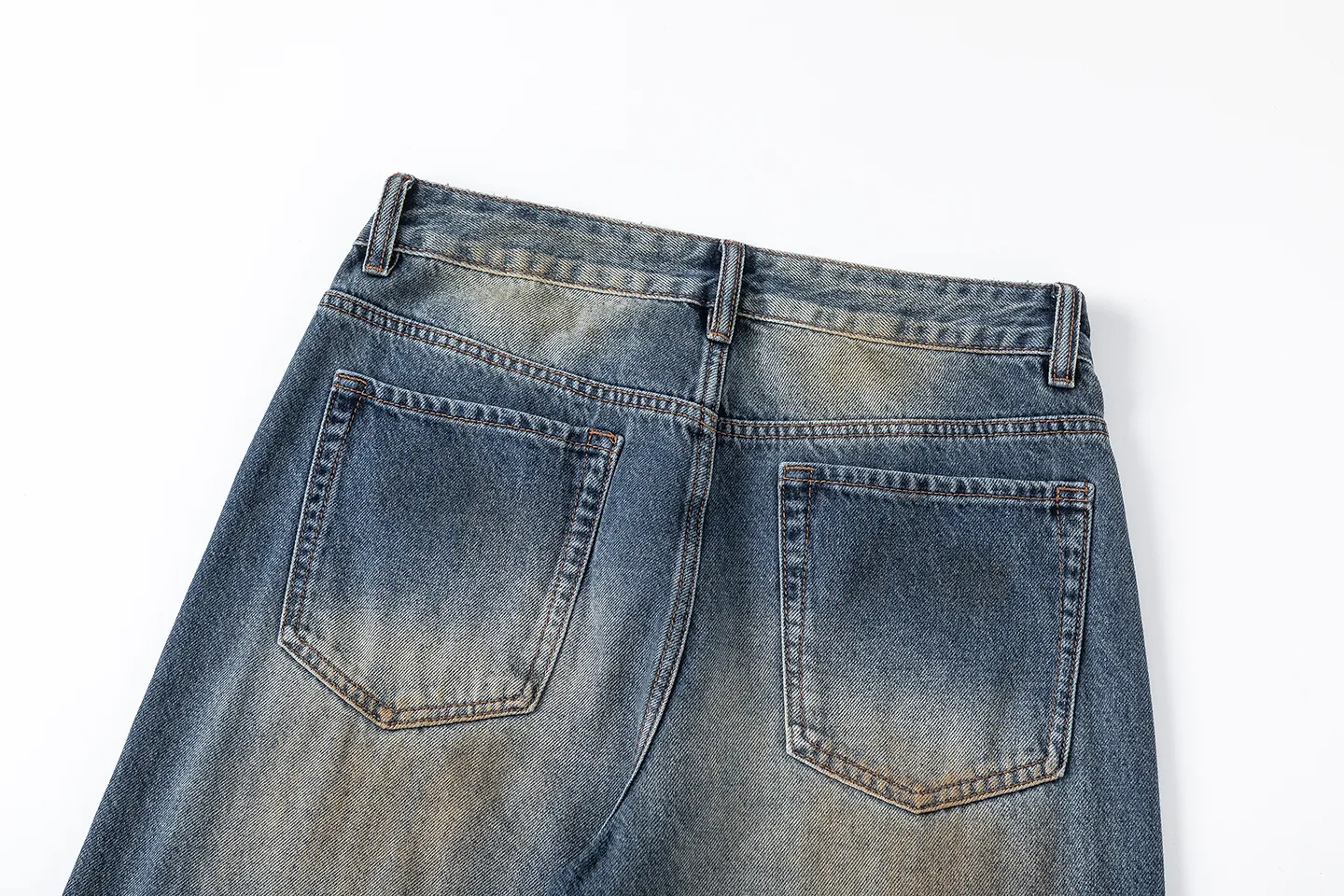 Factory Direct Men's Baggy Vintage Denim Jeans with Hand-painted Design, Straight Leg, Streetwear Style, Ideal for Youth Everyday Wear