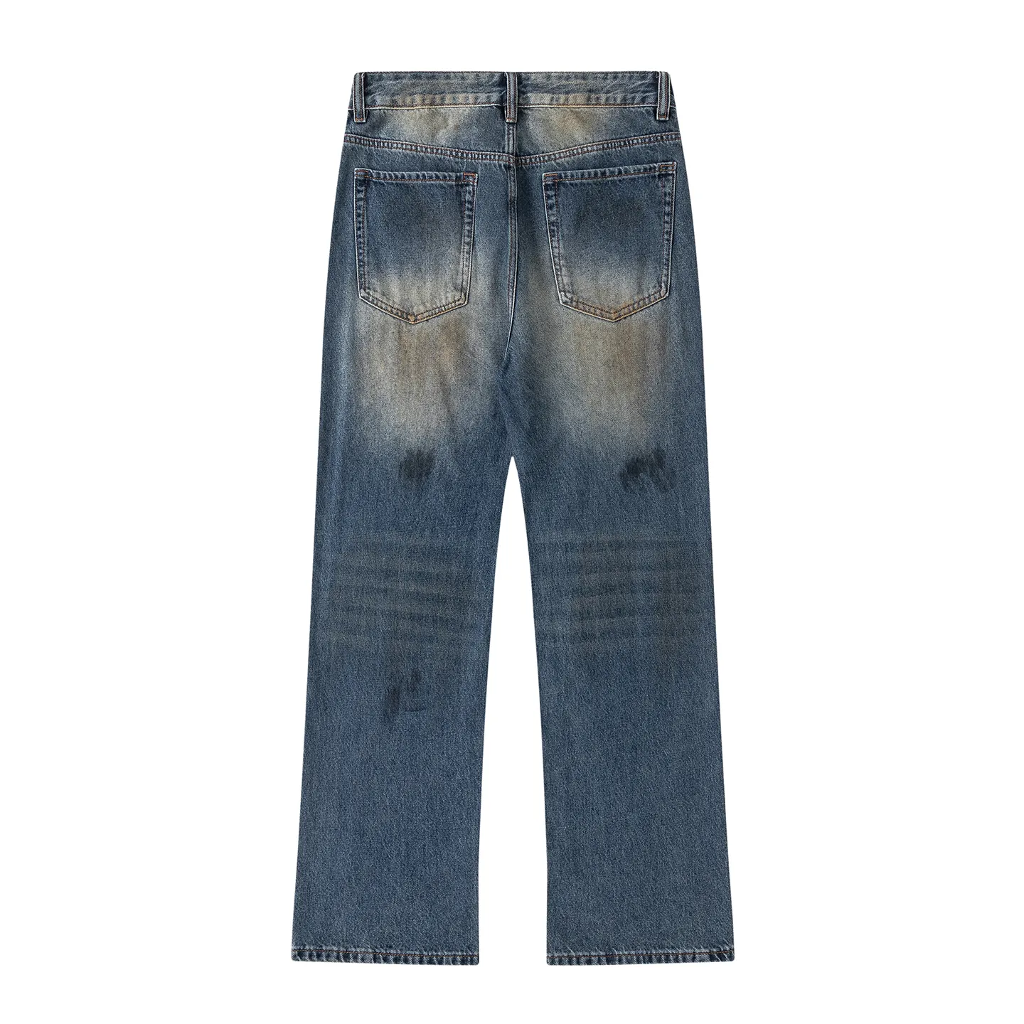 Factory Direct Men's Baggy Vintage Denim Jeans with Hand-painted Design, Straight Leg, Streetwear Style, Ideal for Youth Everyday Wear