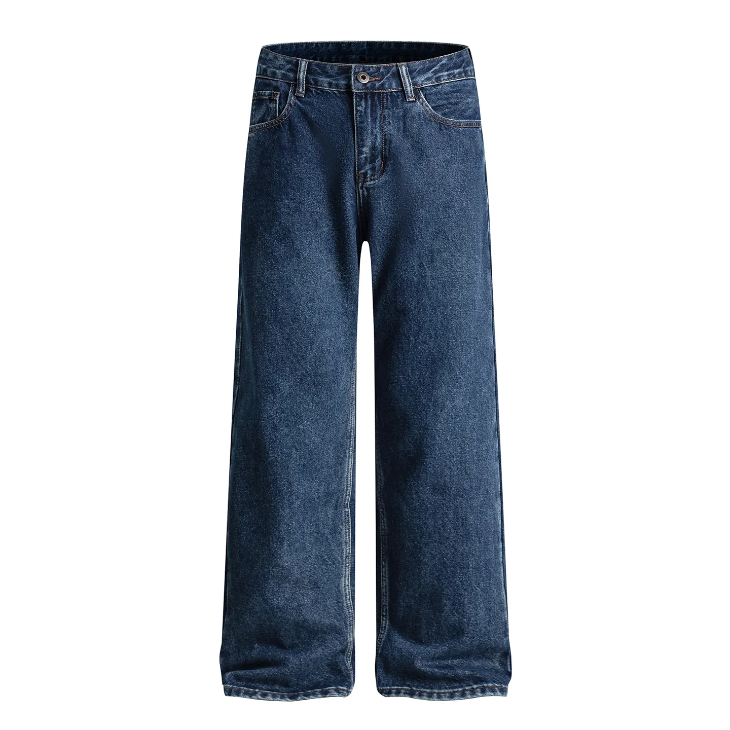 Factory Direct Men's Vintage Loose Fit Denim Jeans - Retro Washed Casual Trousers for Youth, Spring/Fall Streetwear Style