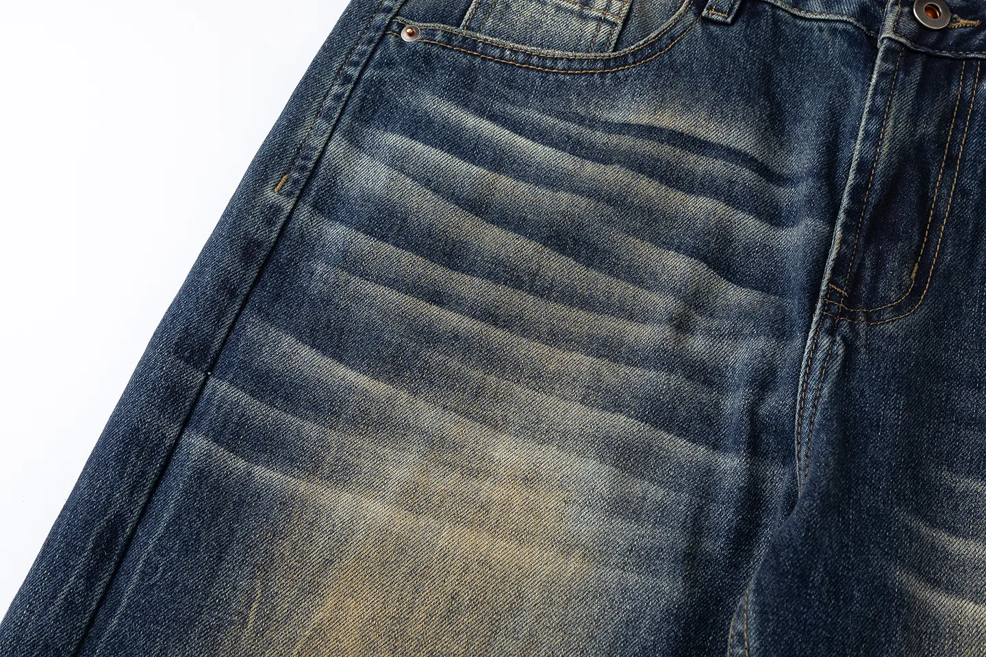 Factory Direct Men's Vintage Loose Fit Stone Washed Denim Jeans - Retro Straight Leg Design for Youth Casual Wear, Spring/Fall