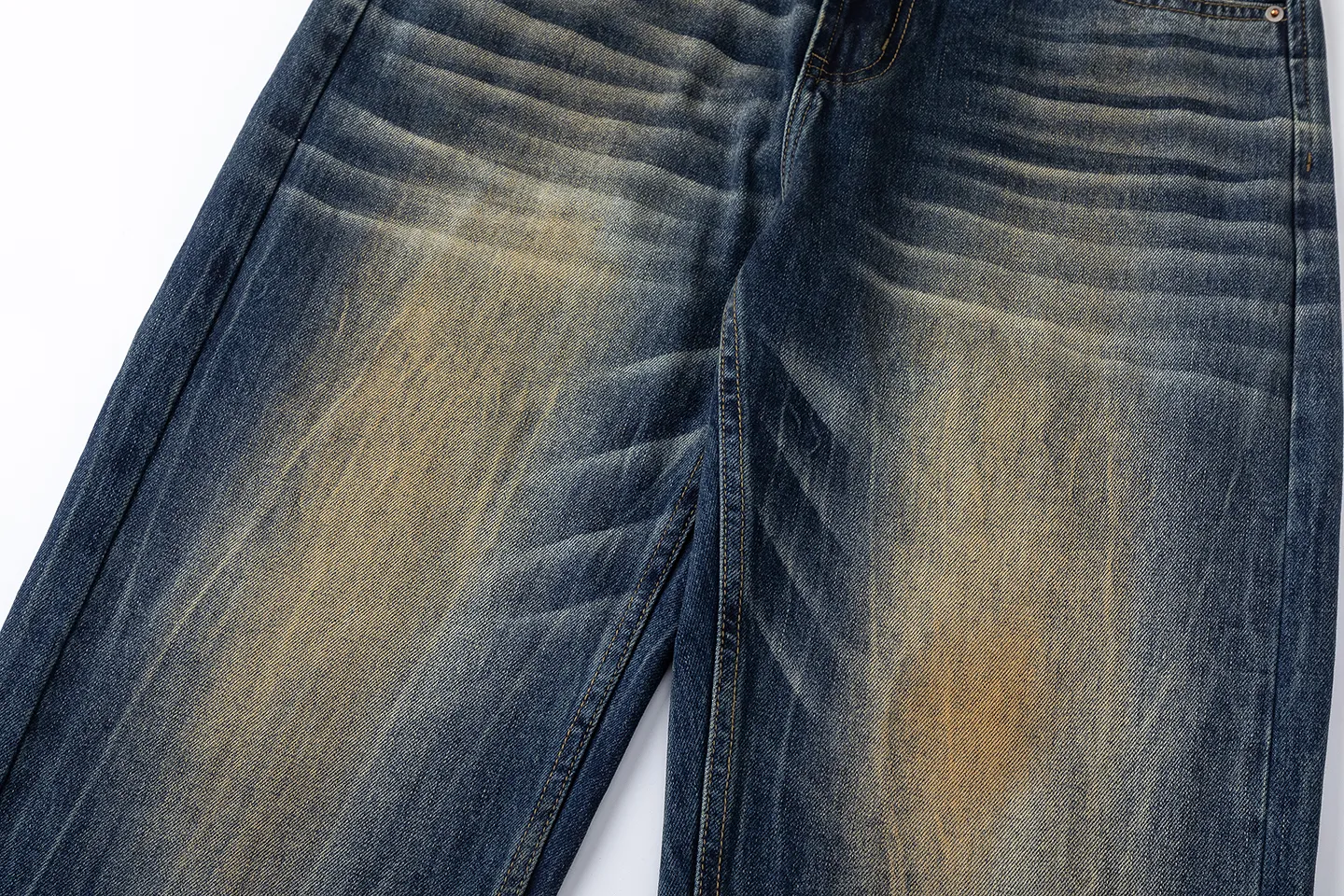 Factory Direct Men's Vintage Loose Fit Stone Washed Denim Jeans - Retro Straight Leg Design for Youth Casual Wear, Spring/Fall