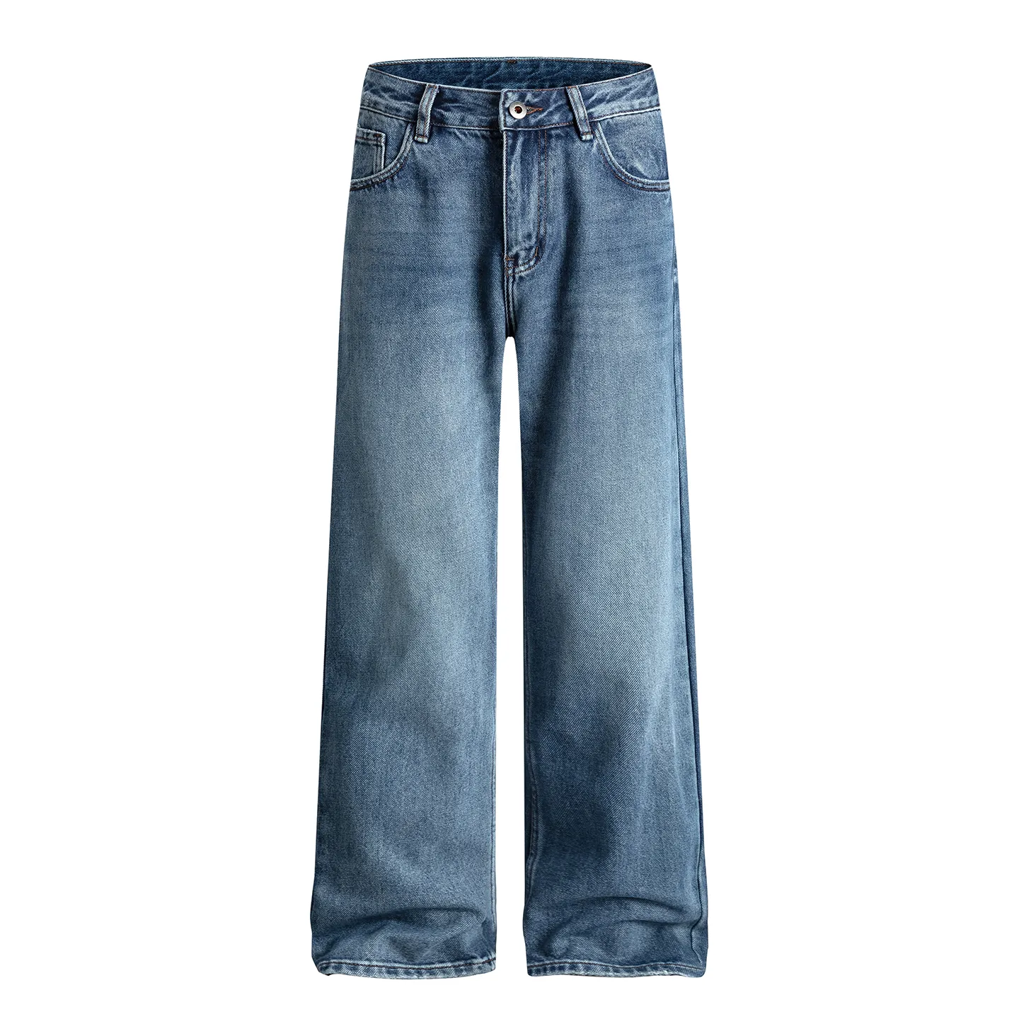 Factory Direct Men's Vintage Loose Fit Stone Washed Denim Jeans for Casual Spring/Fall Streetwear – High Quality, OEM Available