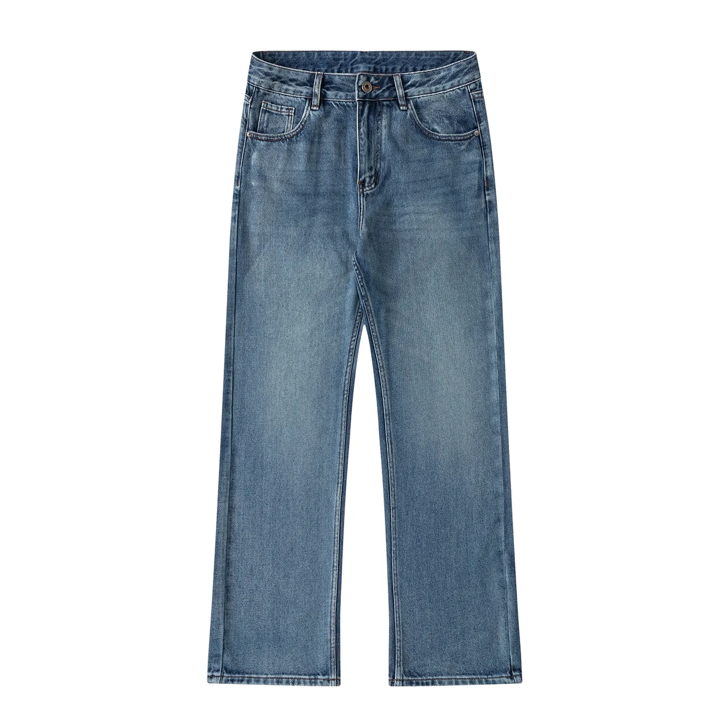 Factory Direct Men's Vintage Loose Fit Stone Washed Denim Jeans for Casual Spring/Fall Streetwear – High Quality, OEM Available