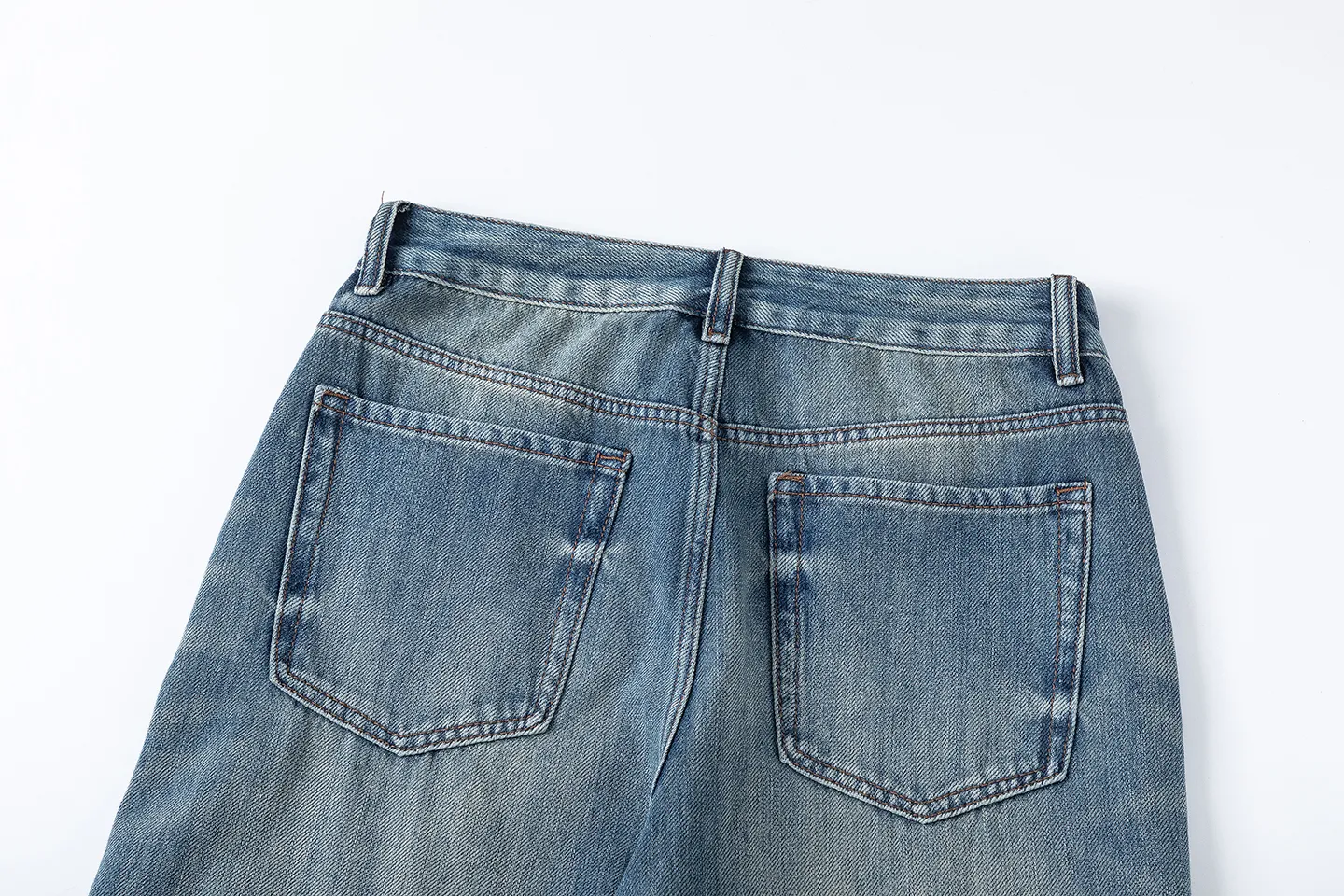 Factory Direct Vintage Loose Fit Denim Jeans for Men, Stone Washed Relaxed Spring/Fall Casual Streetwear, OEM Available
