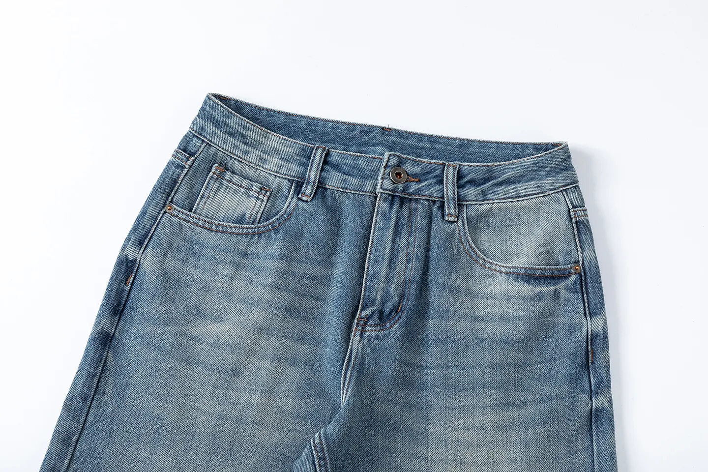 Factory Direct Vintage Loose Fit Denim Jeans for Men, Stone Washed Relaxed Spring/Fall Casual Streetwear, OEM Available