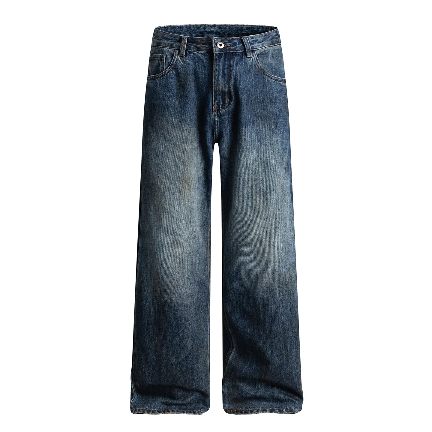 Factory Direct Men's Loose Fit Denim Jeans - High Quality Stone Washed Casual Style, Spring Autumn, Original Design, Trendy 2025 Collection