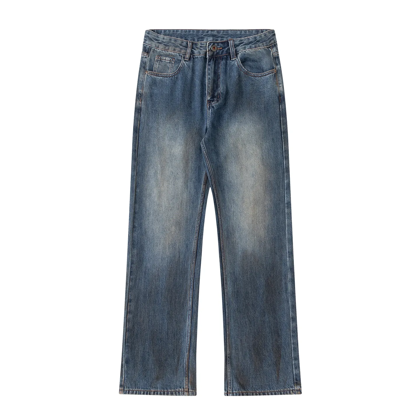 Factory Direct Men's Loose Fit Denim Jeans - High Quality Stone Washed Casual Style, Spring Autumn, Original Design, Trendy 2025 Collection