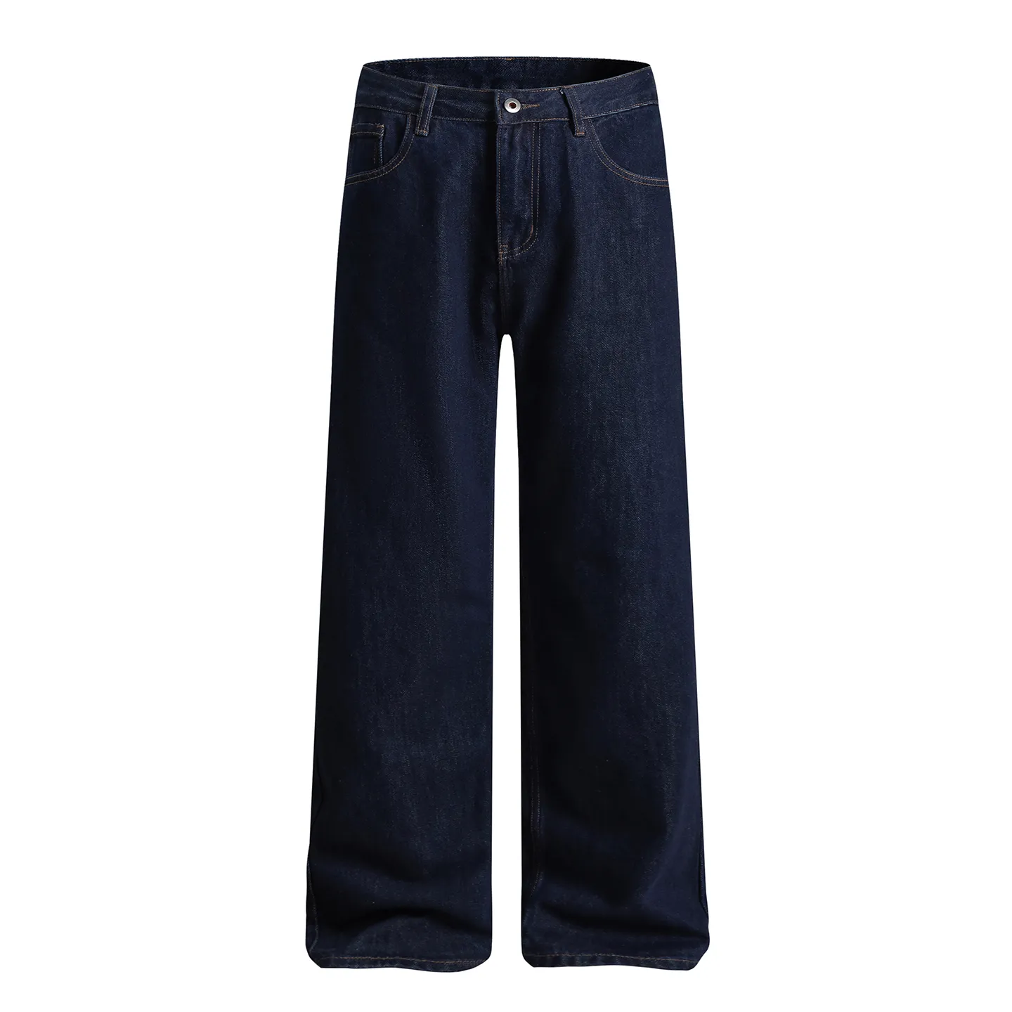 Factory Direct Men's Vintage Loose Fit Stone Washed Denim Jeans for Spring Autumn High Street Style - Trendy Casual Wear