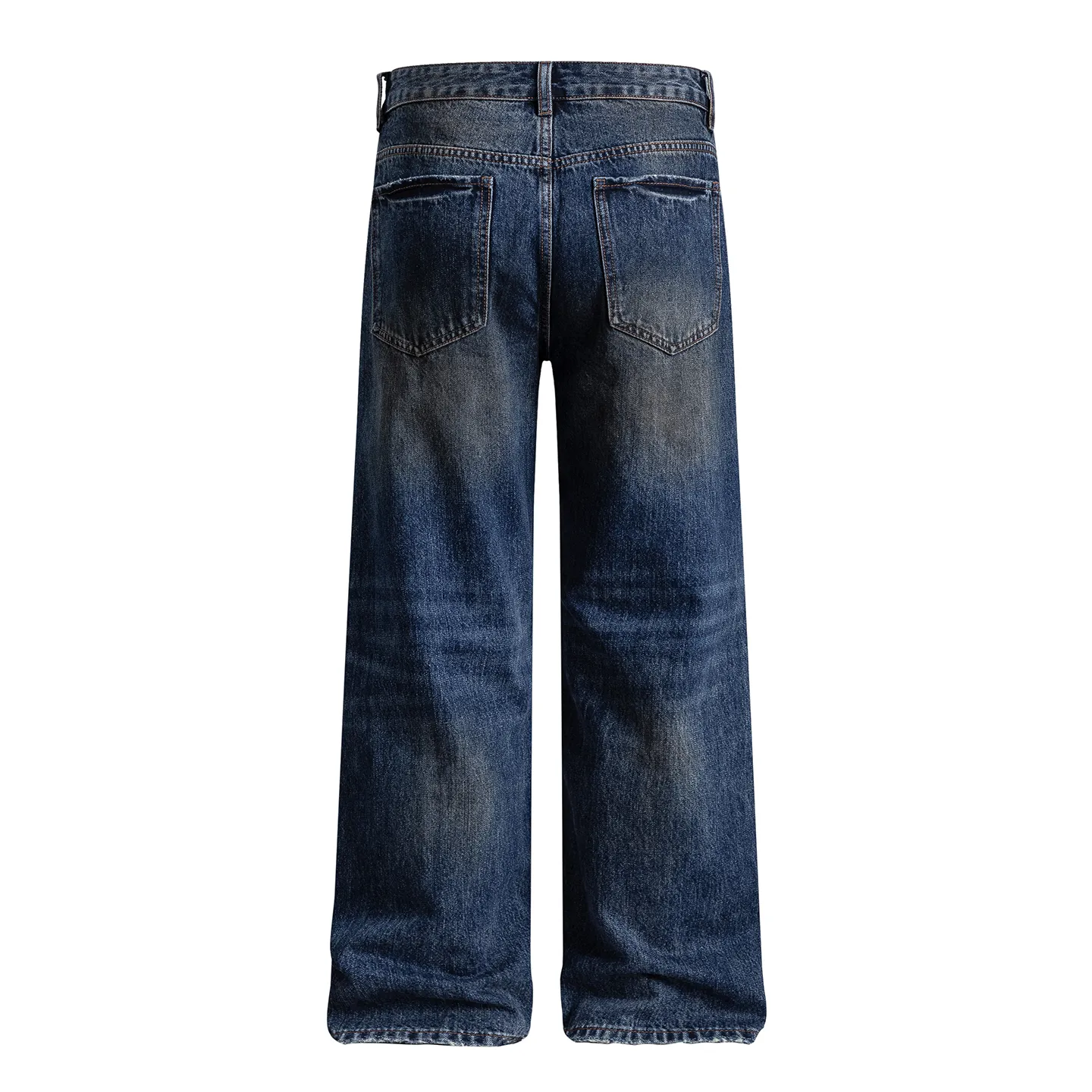 Factory Direct Men's Vintage Loose Fit Stone Washed Denim Jeans - Casual Straight Leg Pants for Spring/Fall, Daily Wear, Youth