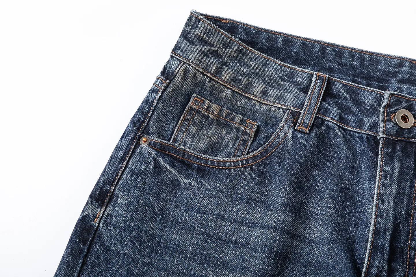 Factory Direct Men's Vintage Loose Fit Stone Washed Denim Jeans - Casual Straight Leg Pants for Spring/Fall, Daily Wear, Youth