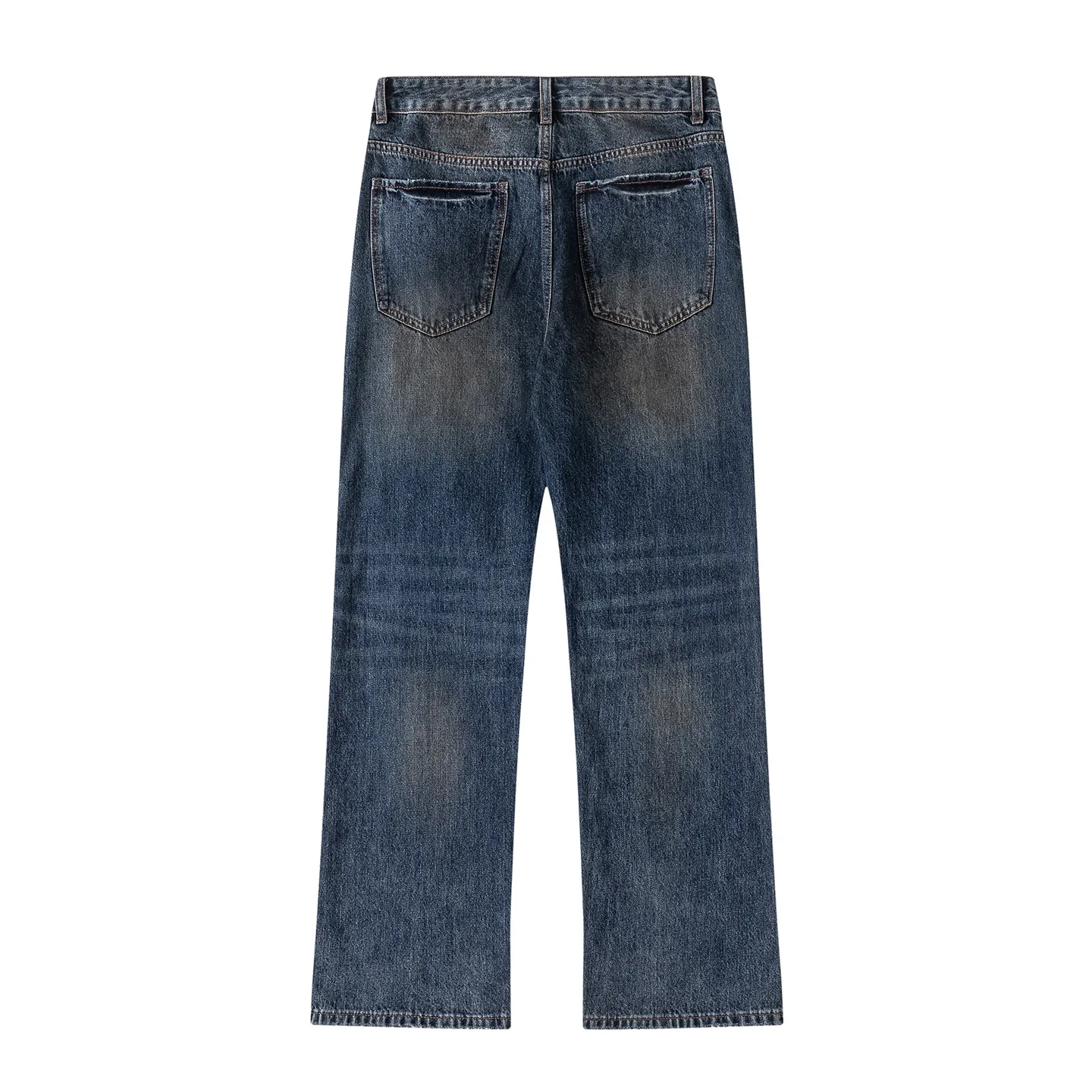 Factory Direct Men's Vintage Loose Fit Stone Washed Denim Jeans - Casual Straight Leg Pants for Spring/Fall, Daily Wear, Youth