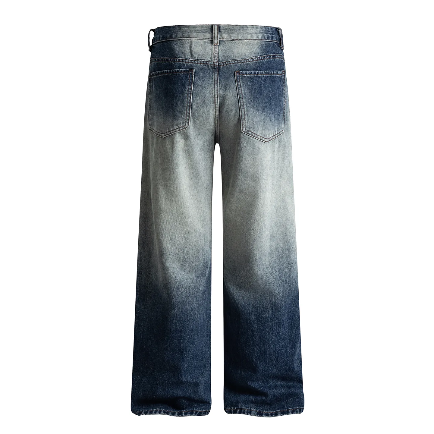 Factory Direct Men's Vintage Wide Leg Denim Jeans with Multi Pocket, Relaxed Fit, Washed Finish - Trendy Streetwear Essentials