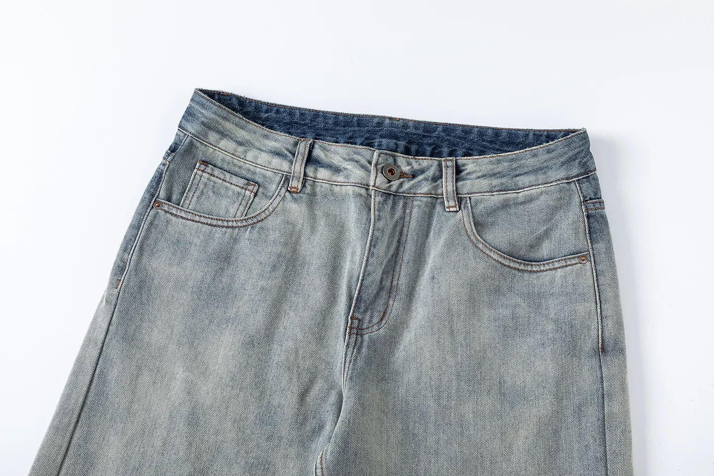 Factory Direct Men's Vintage Wide Leg Denim Jeans with Multi Pocket, Relaxed Fit, Washed Finish - Trendy Streetwear Essentials