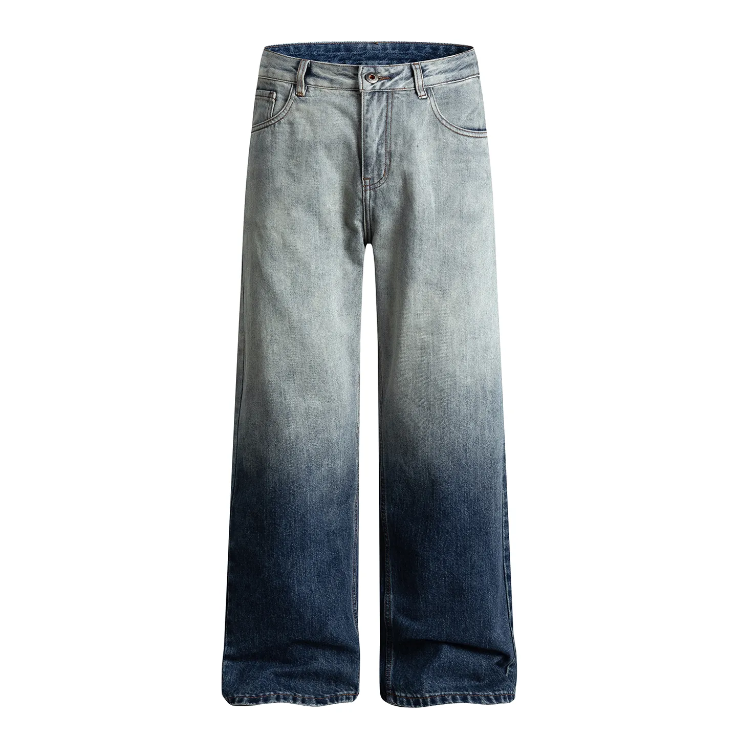 Factory Direct Men's Vintage Wide Leg Denim Jeans with Multi Pocket, Relaxed Fit, Washed Finish - Trendy Streetwear Essentials