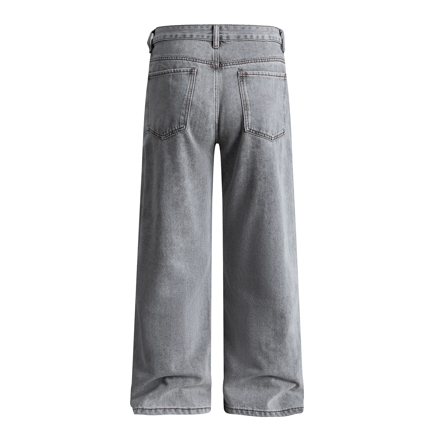 Factory Direct Men's Vintage Stone Washed Loose Fit Denim Jeans, Relaxed Straight Leg, Casual Fall Style, High Quality, Multi-Pocket Design