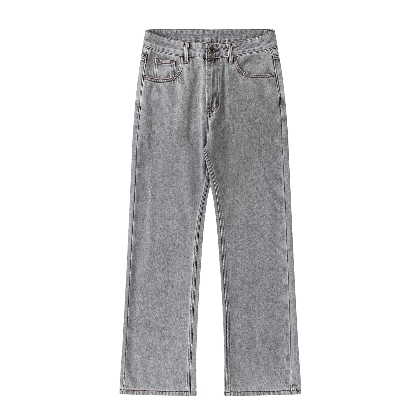 Factory Direct Men's Vintage Stone Washed Loose Fit Denim Jeans, Relaxed Straight Leg, Casual Fall Style, High Quality, Multi-Pocket Design
