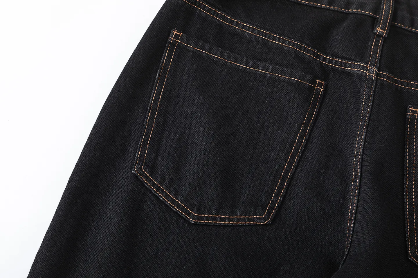 Factory Direct Men's Black Straight Leg Denim Jeans, Relaxed Fit, Multi Pocket, Water Wash, Casual Spring/Fall Style