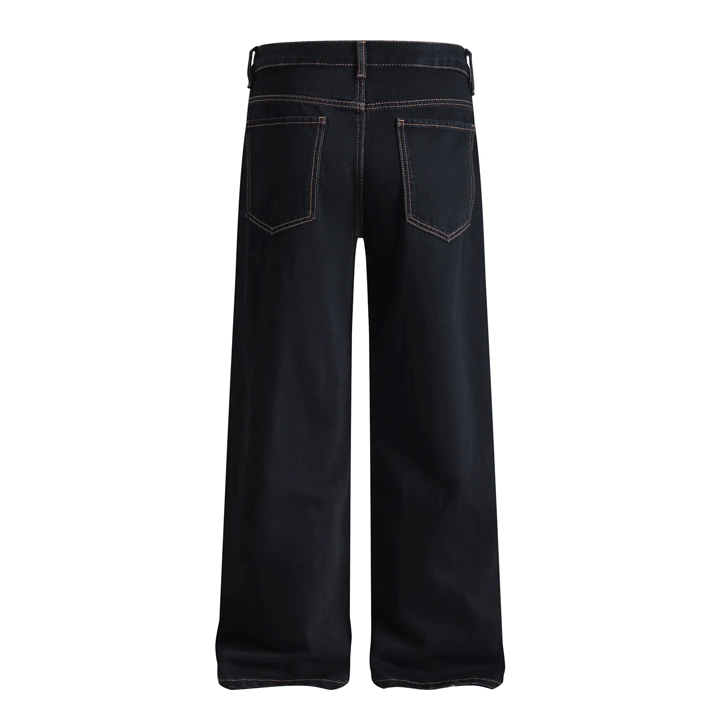Factory Direct Men's Black Straight Leg Denim Jeans, Relaxed Fit, Multi Pocket, Water Wash, Casual Spring/Fall Style