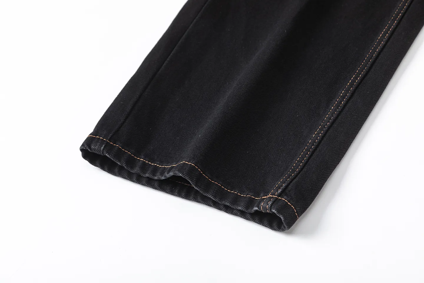 Factory Direct Men's Black Straight Leg Denim Jeans, Relaxed Fit, Multi Pocket, Water Wash, Casual Spring/Fall Style