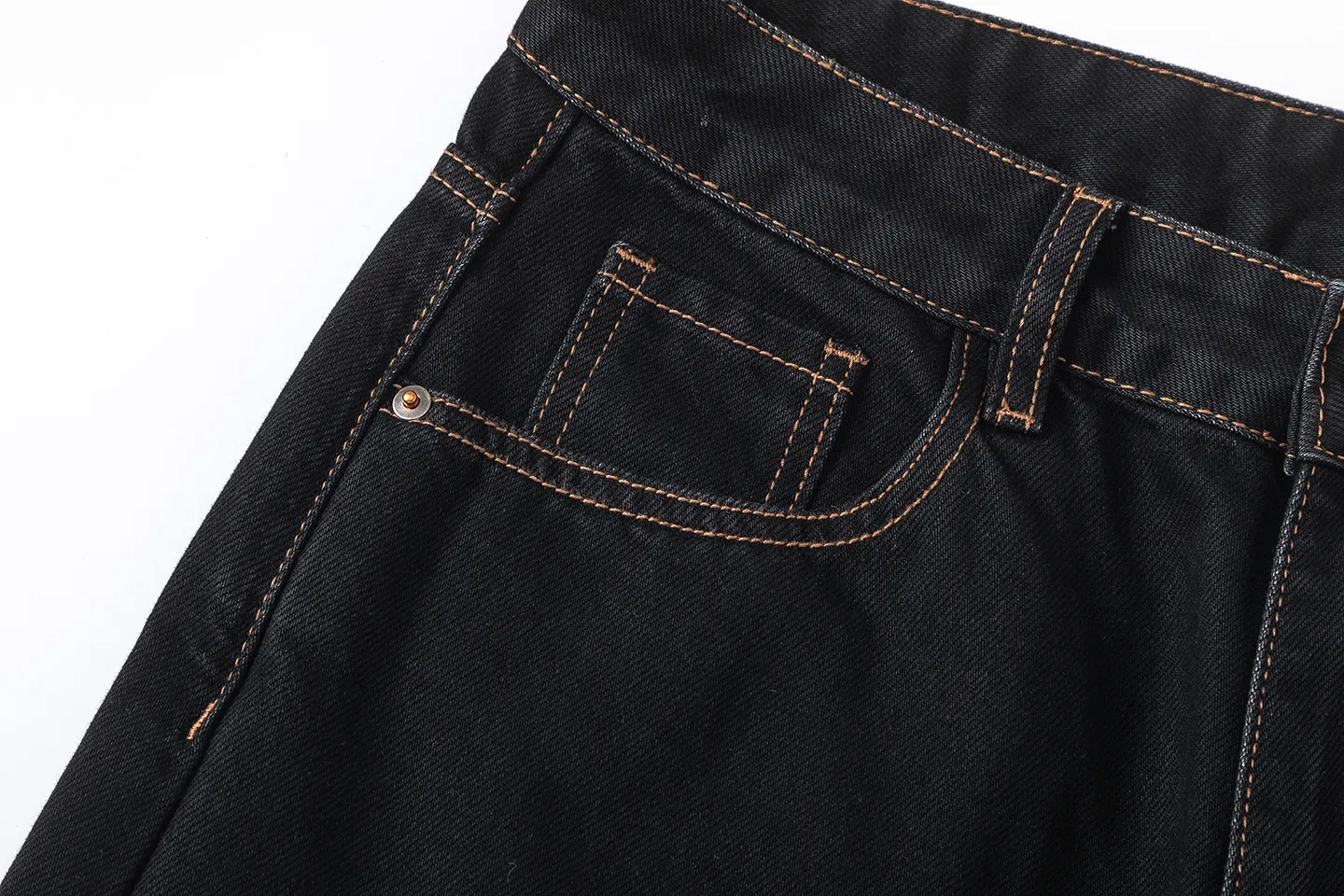 Factory Direct Men's Black Straight Leg Denim Jeans, Relaxed Fit, Multi Pocket, Water Wash, Casual Spring/Fall Style
