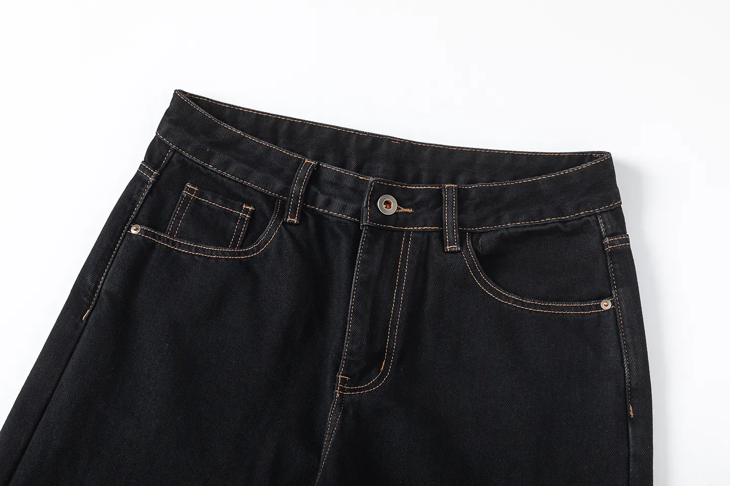 Factory Direct Men's Vintage Loose Fit Black Denim Jeans - Washed, Mid-Rise, Casual for Fall 2025, Comfortable Everyday Style