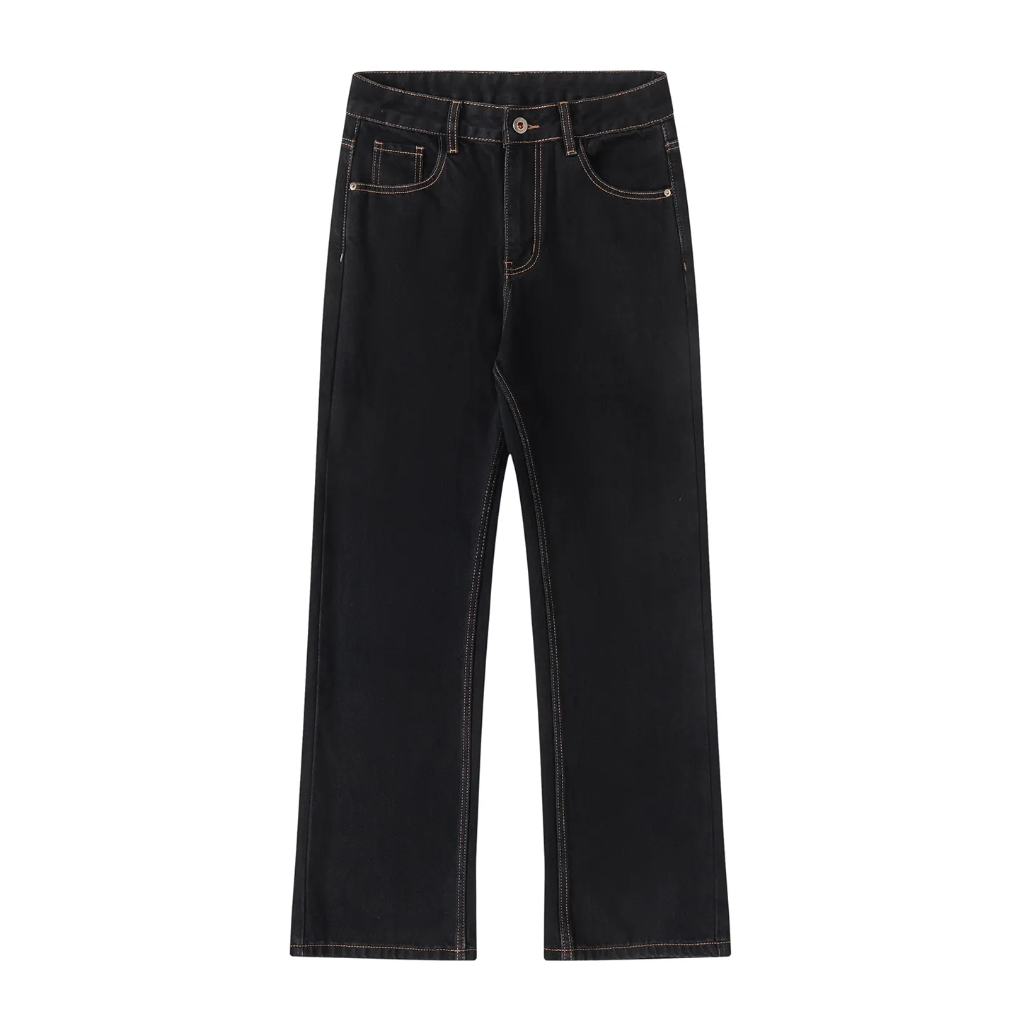 Factory Direct Men's Vintage Loose Fit Black Denim Jeans - Washed, Mid-Rise, Casual for Fall 2025, Comfortable Everyday Style
