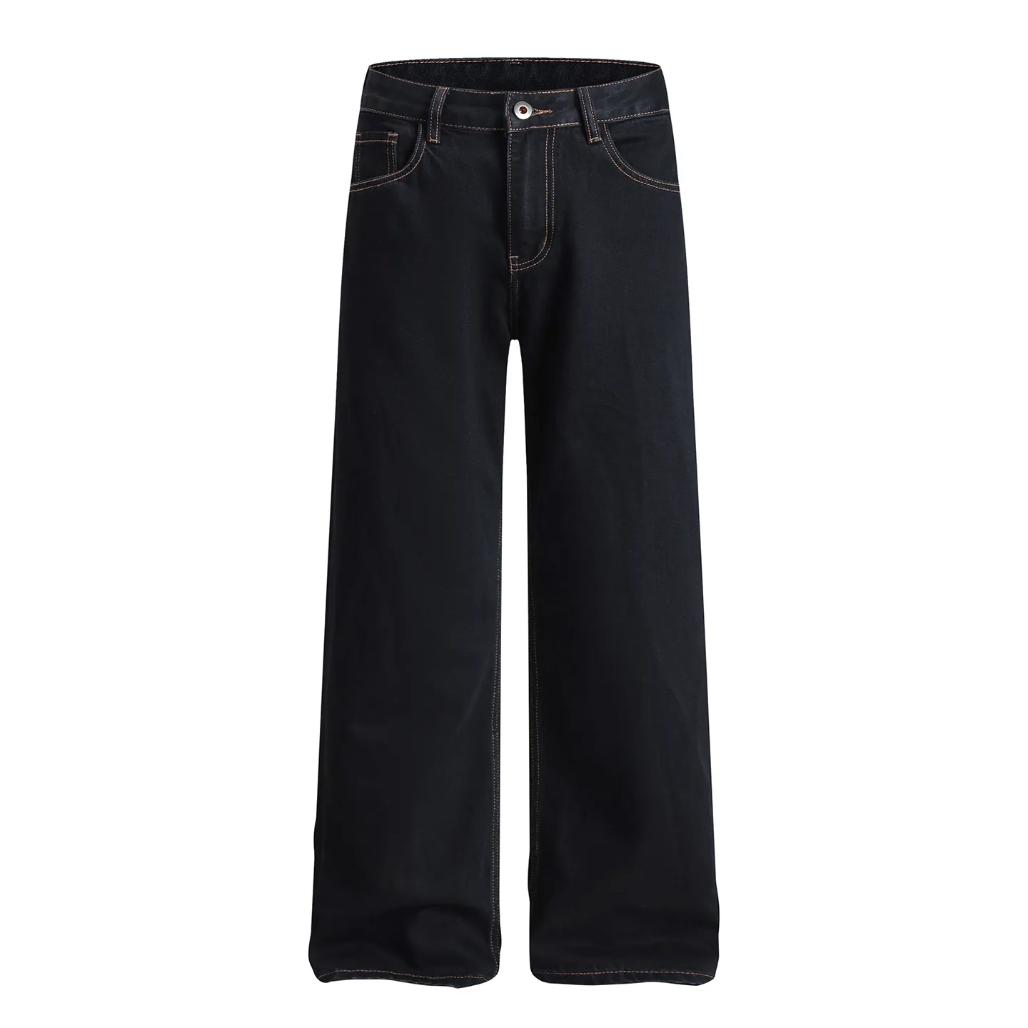 Factory Direct Men's Vintage Loose Fit Black Denim Jeans - Washed, Mid-Rise, Casual for Fall 2025, Comfortable Everyday Style