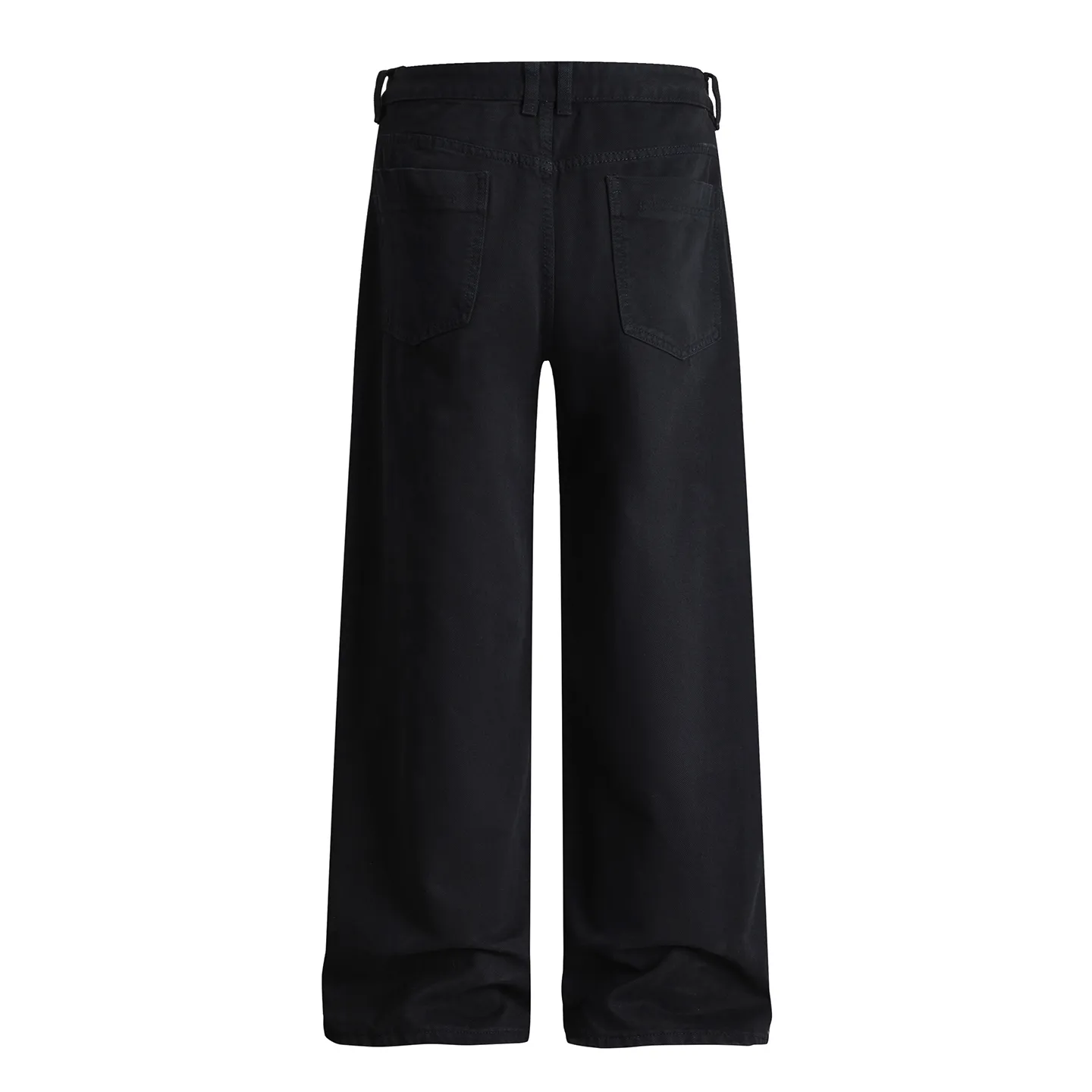 Factory Direct Men's Wide Leg Denim Jeans, Washed Black, Relaxed Fit, Trendy Casual Pants for Spring and Autumn, OEM Available