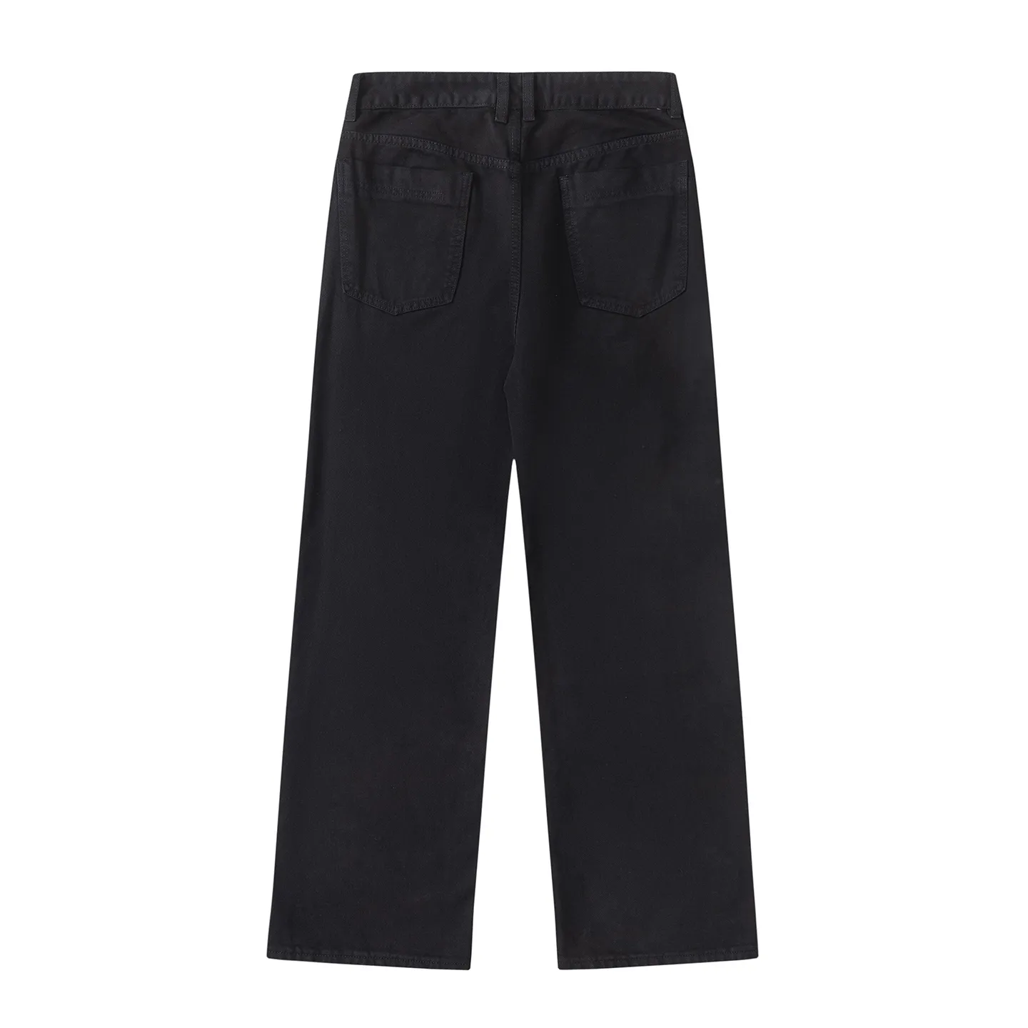 Factory Direct Men's Wide Leg Denim Jeans, Washed Black, Relaxed Fit, Trendy Casual Pants for Spring and Autumn, OEM Available