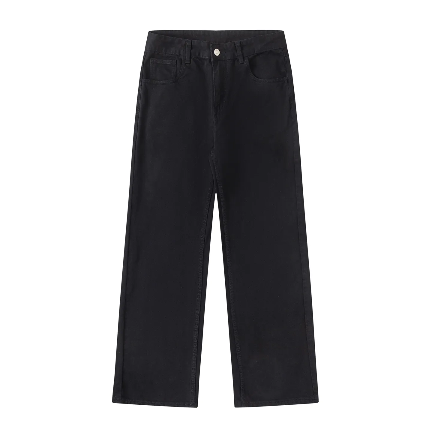 Factory Direct Men's Wide Leg Denim Jeans, Washed Black, Relaxed Fit, Trendy Casual Pants for Spring and Autumn, OEM Available
