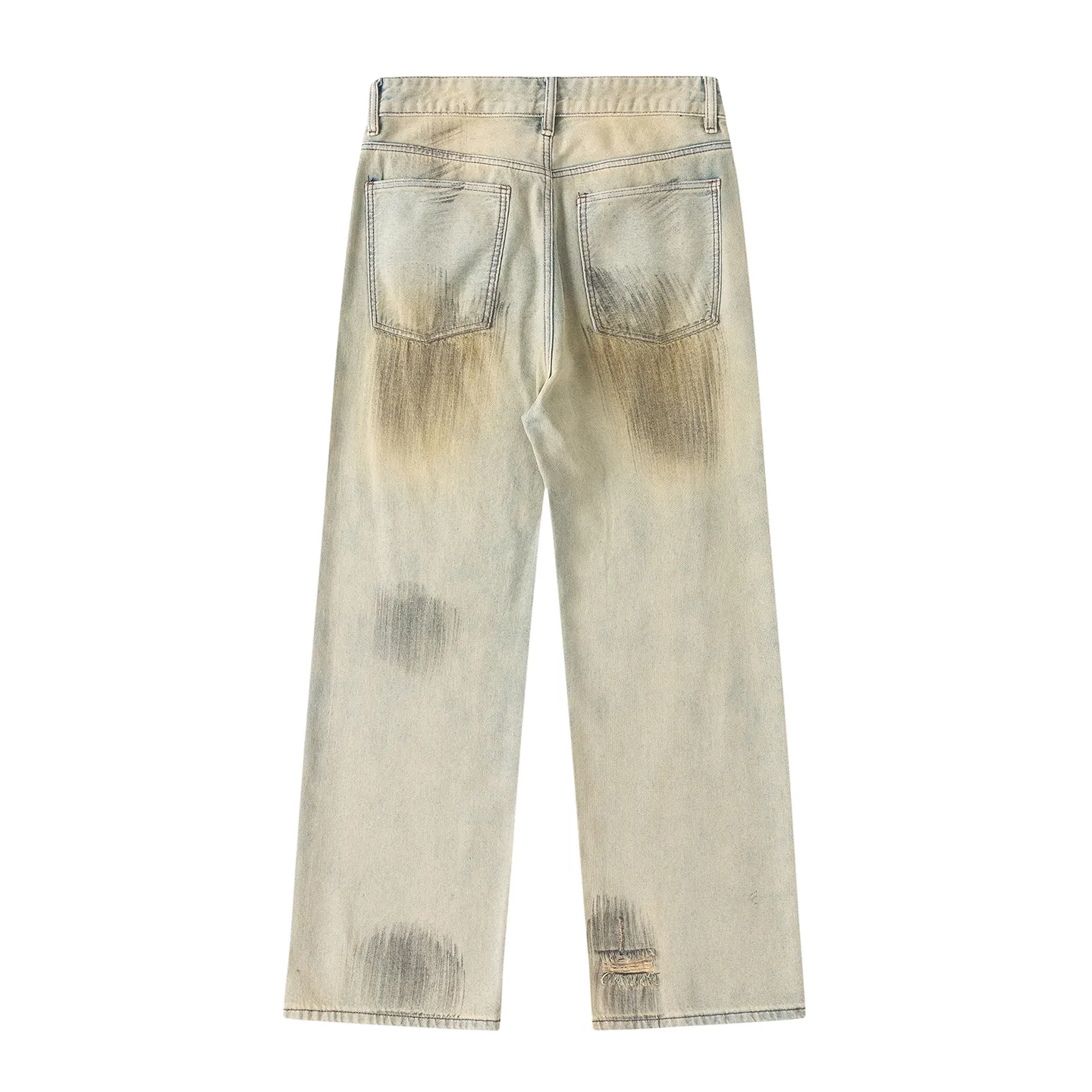 Factory Direct Men's Vintage Relaxed Fit Stone Washed Denim Jeans - Trendy Summer Style, Multi-Season, High Quality, OEM Available