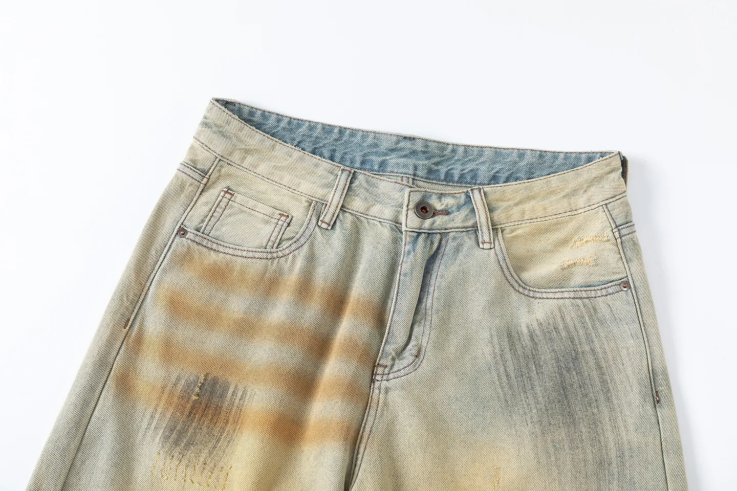 Factory Direct Men's Vintage Relaxed Fit Stone Washed Denim Jeans - Trendy Summer Style, Multi-Season, High Quality, OEM Available