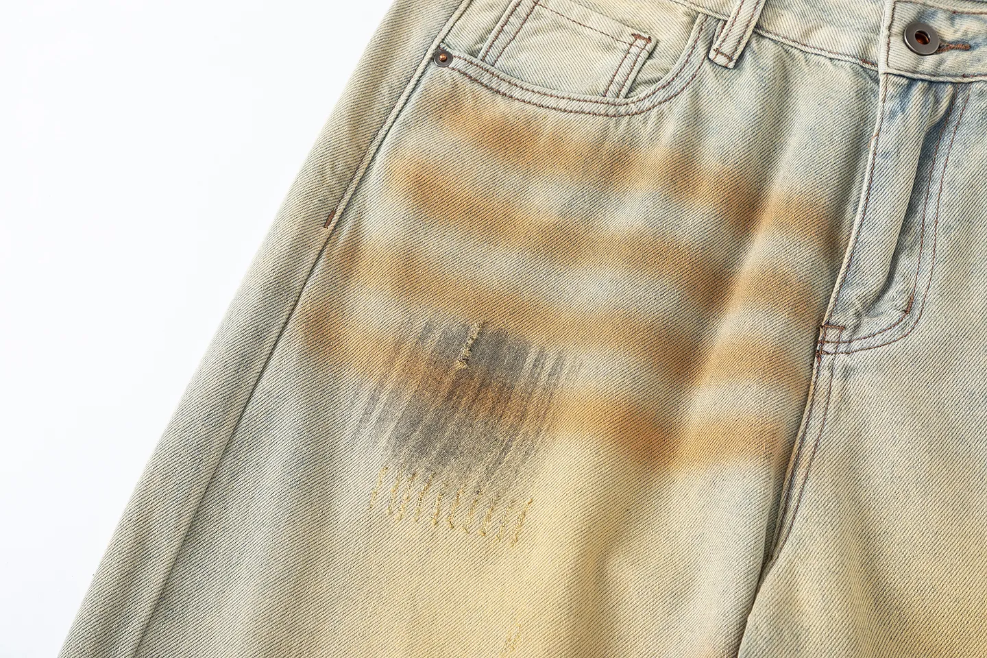 Factory Direct Men's Vintage Relaxed Fit Stone Washed Denim Jeans - Trendy Summer Style, Multi-Season, High Quality, OEM Available