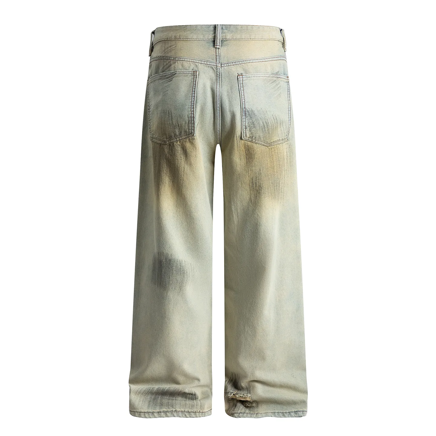 Factory Direct Men's Vintage Relaxed Fit Stone Washed Denim Jeans - Trendy Summer Style, Multi-Season, High Quality, OEM Available