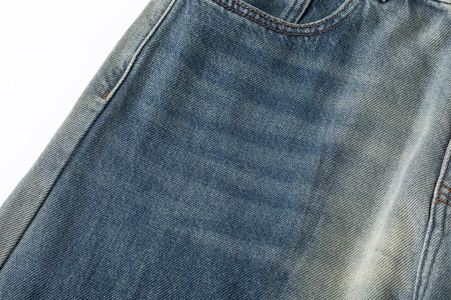 Factory Direct Men's Vintage Loose Fit Washed Denim Jeans - Streetwear Style, Gradient Blue, Straight Leg for Everyday Casual